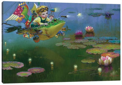 Soft Landing Canvas Art Print - Frog Art