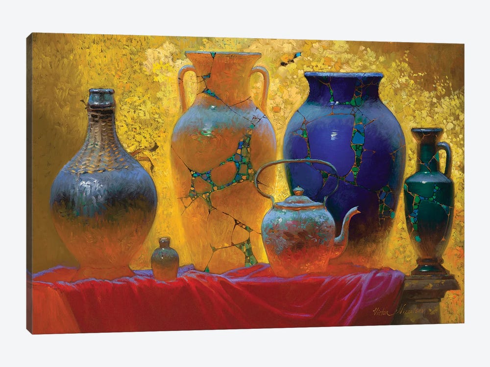 Still Life Blue Vase by Victor Nizovtsev 1-piece Canvas Artwork