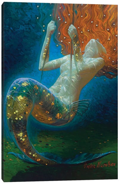 Swing Canvas Art Print - Mermaids