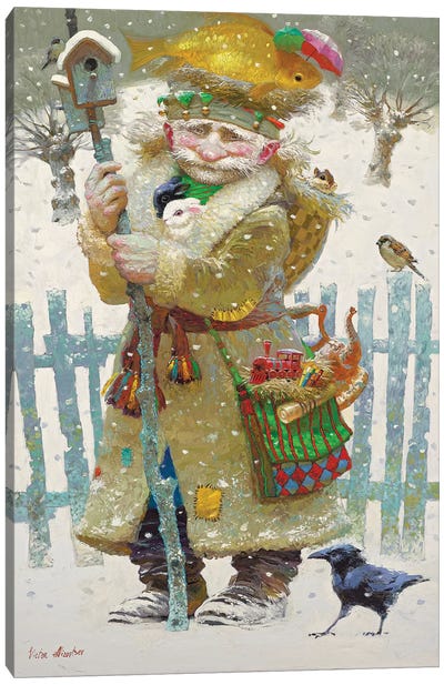 Warm Canvas Art Print - Santa Claus Art