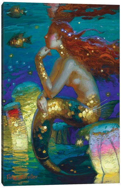 Fire And Water Canvas Art Print - Mermaid Art