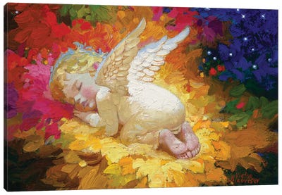 Autumn. Sleeping Angel Canvas Art Print - Angel Art
