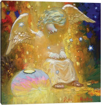 Golden Angel Canvas Art Print - Angel Art