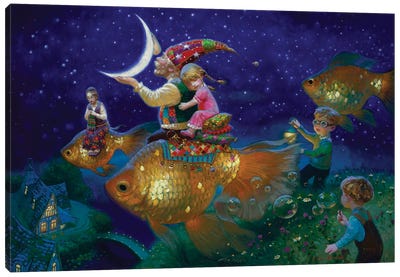 Silver Stars-of Golden-Journey Canvas Art Print - Goldfish Art