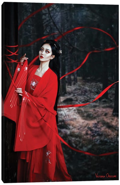 Red Thread Canvas Art Print - Geisha