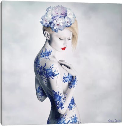 Porcelain Canvas Art Print - Charming Blue