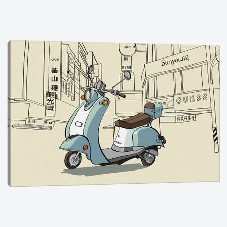 Taipei - Moped Canvas Print #VOW10} by 5by5collective Art Print