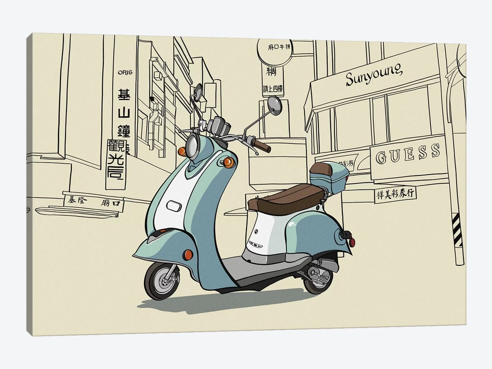 Taipei - Moped by 5by5collective 1-piece Canvas Art Print