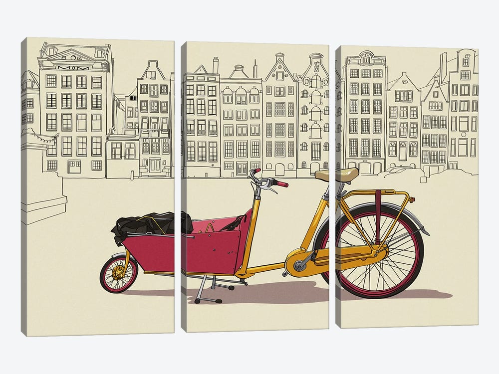 Amsterdam - Bicycle by 5by5collective 3-piece Canvas Art Print