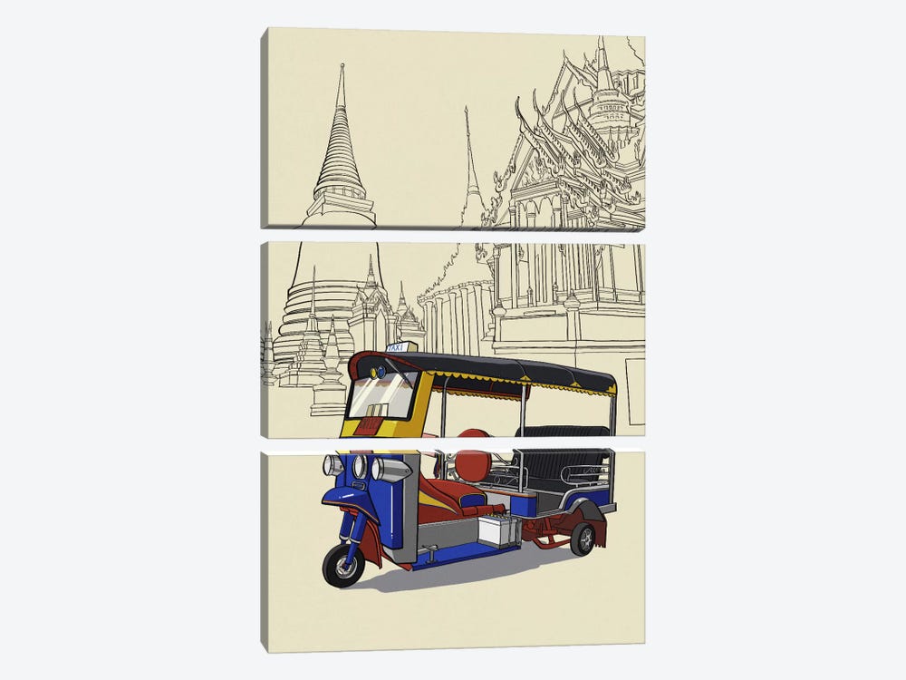 Bankok - Tuk tuk by 5by5collective 3-piece Canvas Art