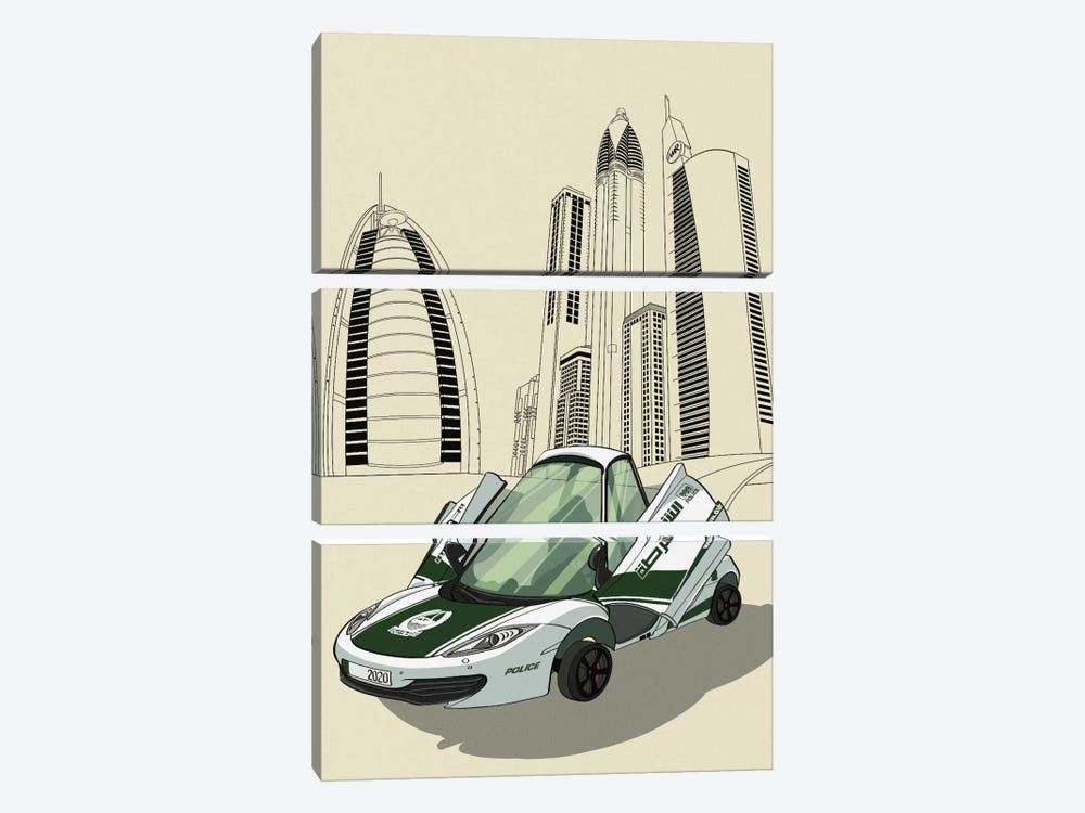 Dubai - Sports car by 5by5collective 3-piece Art Print