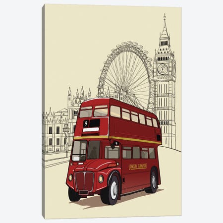 London - Double decker bus Canvas Print #VOW6} by 5by5collective Canvas Art