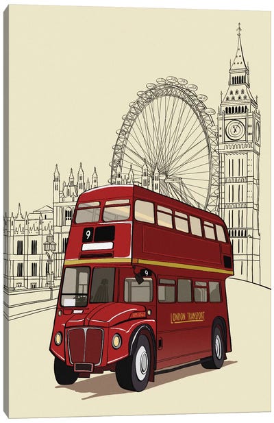 London - Double decker bus Canvas Art Print - Vehicles of the World