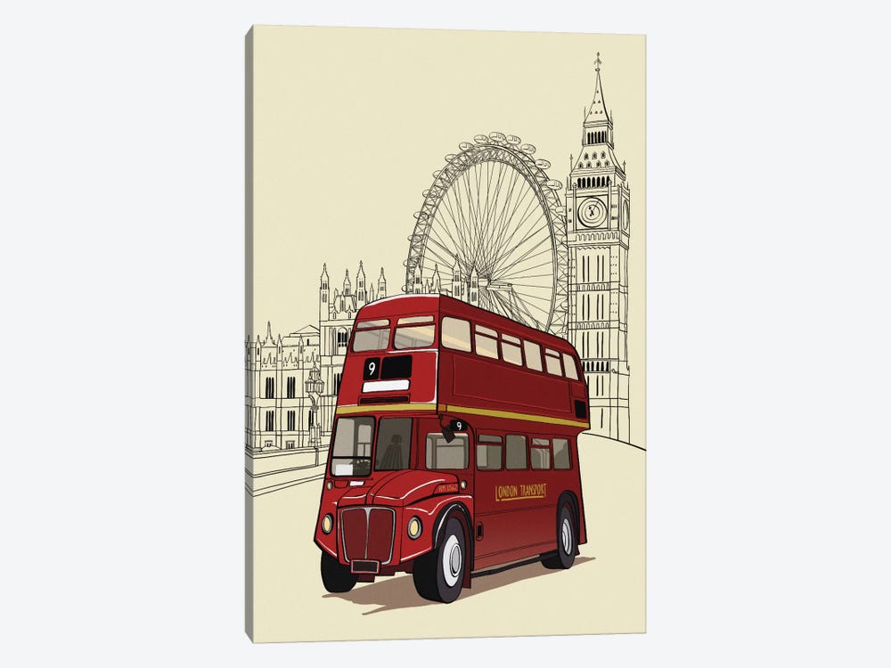 London - Double decker bus by 5by5collective 1-piece Canvas Artwork