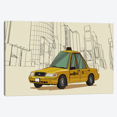 New York - Taxi Canvas Print #VOW7} by 5by5collective Canvas Art