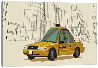 New York - Taxi Canvas Art Print - Vehicles of the World