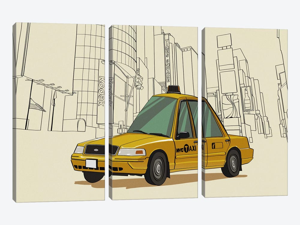 New York - Taxi by 5by5collective 3-piece Art Print