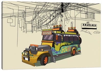 Philippines - Jeepney Canvas Art Print - Automobile Art