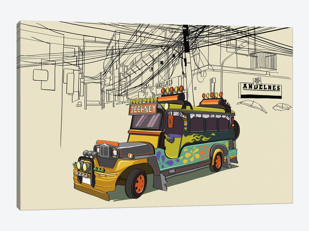 Philippines - Jeepney by 5by5collective 1-piece Canvas Artwork