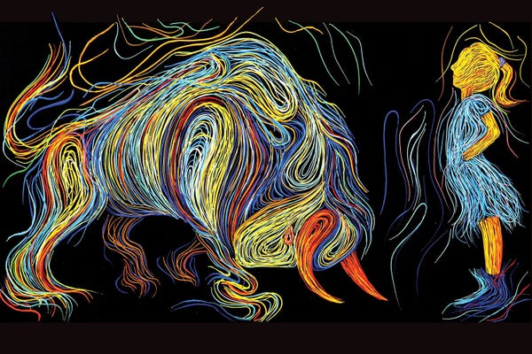 Bulls: Fearless Girl Vs Bull Painting 55 by Viola Painting