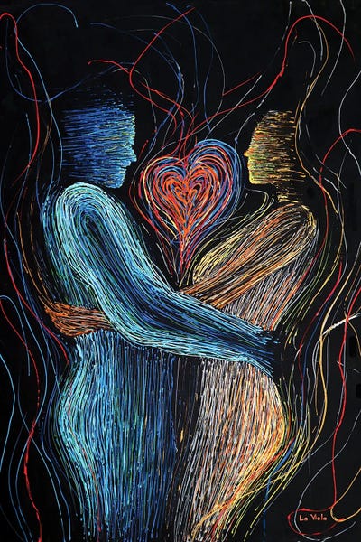 Hearts: The Hug Hugging Couple Lover by Viola Painting