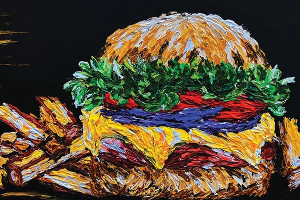 Viola Painting: Tasty Temptation, Burger Painting, Food Painting by Viola Painting
