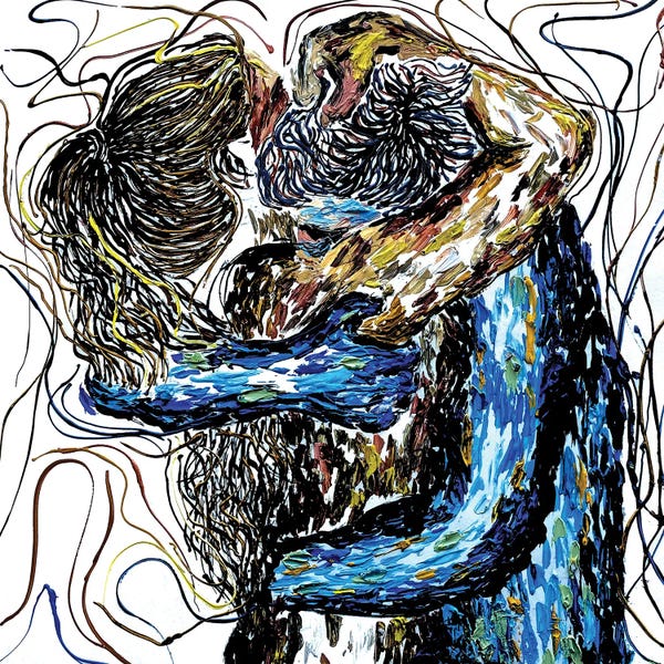 Viola Painting: Embrace Of Love, Love Painting, Couple Painting by Viola Painting