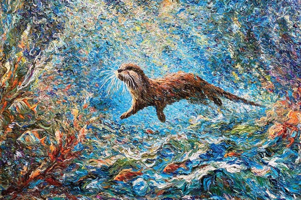 Otters: Otter In Blue Dream by Viola Painting