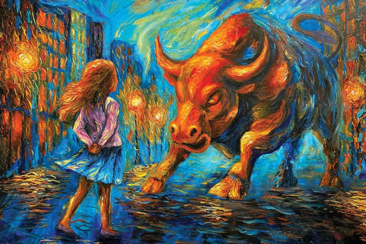 Fearless Girl And Wall Street Bull by Viola Painting wall art