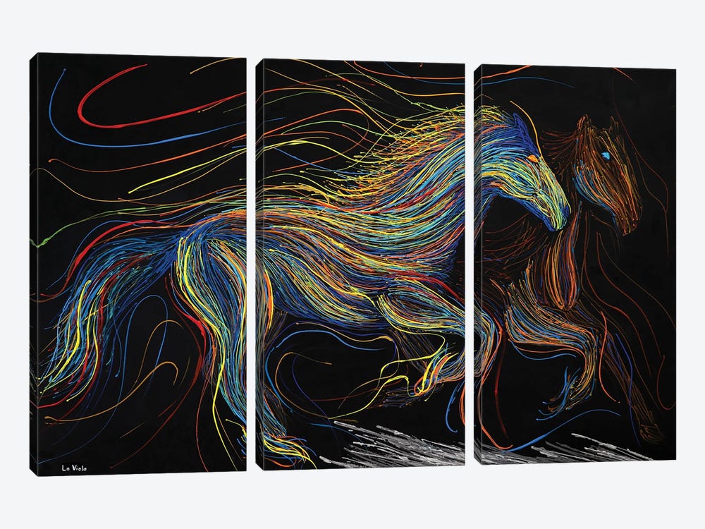 The Running Horse by Viola Painting 3-piece Canvas Art Print