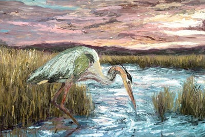 All Greens - Canvas Prints: Heron Shore by Viola Painting