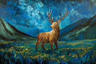Viola Painting - Multi Panel Prints: Starlight Stag by Viola Painting