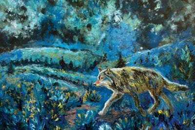 Viola Painting - Multi Panel Prints: Starlight Wolf by Viola Painting