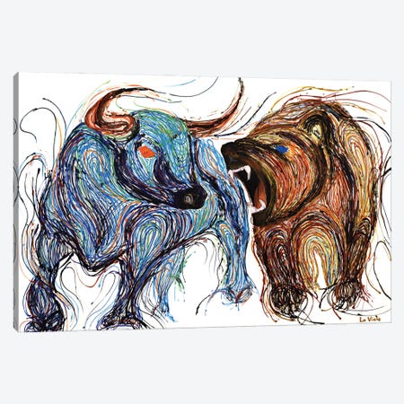 Bull And Bear Stock Market Trade Canvas Print #VPA16} by Viola Painting Art Print