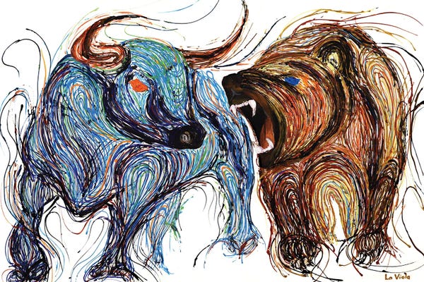 Bears: Bull And Bear Stock Market Trade by Viola Painting