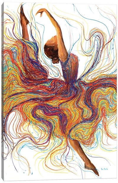 Ballerina Dancing Girl Canvas Art Print - Fire & Ice