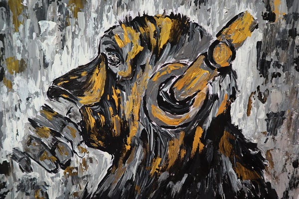 Viola Painting: The Thinker Monkey Headphones by Viola Painting
