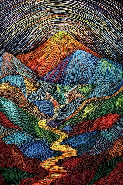 Viola Painting: Landscape Mountain And Sky by Viola Painting