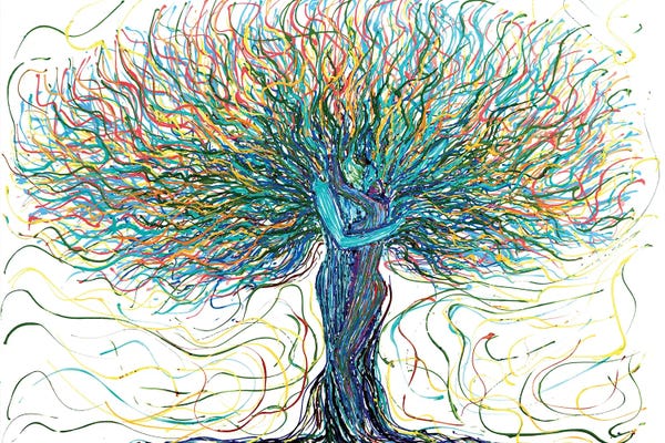 Romantic Bedroom (Love): Tree Couple Lovers Hugging by Viola Painting