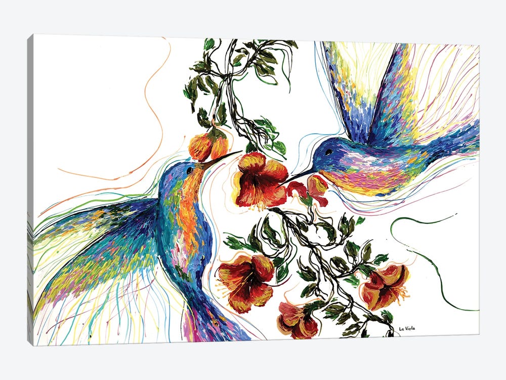 Hummingbird And Flower by Viola Painting 1-piece Canvas Print
