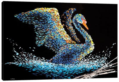 Colorful Swan Canvas Art Print - Swan Art