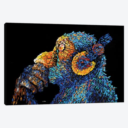 The Thinking Monkey With Headphone Canvas Print #VPA39} by Viola Painting Canvas Artwork