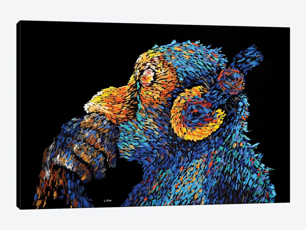 The Thinking Monkey With Headphone by Viola Painting 1-piece Canvas Artwork