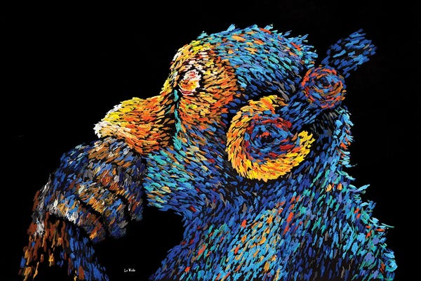 Viola Painting: The Thinking Monkey With Headphone by Viola Painting