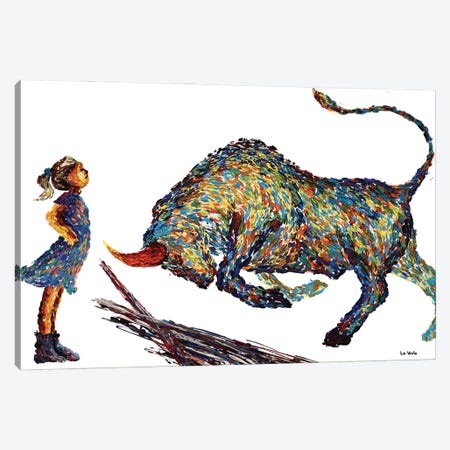 Fearless Girl And Bull Canvas Print #VPA3} by Viola Painting Art Print