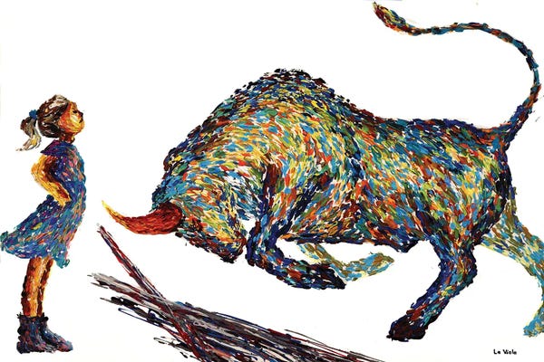 All Turquoise: Fearless Girl And Bull by Viola Painting