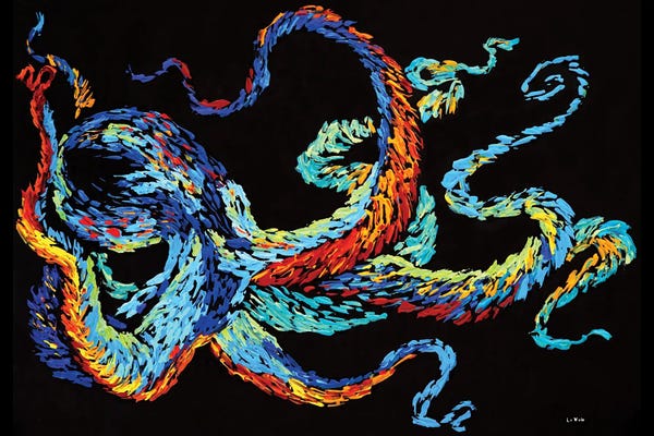 Octopi: Colorful Octopus Animal by Viola Painting