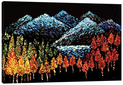 Landscape Mountain Lake Tree Canvas Art Print - Viola Painting