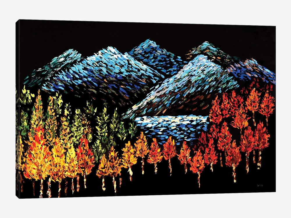 Landscape Mountain Lake Tree by Viola Painting 1-piece Canvas Art Print