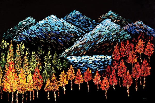 Viola Painting: Landscape Mountain Lake Tree by Viola Painting